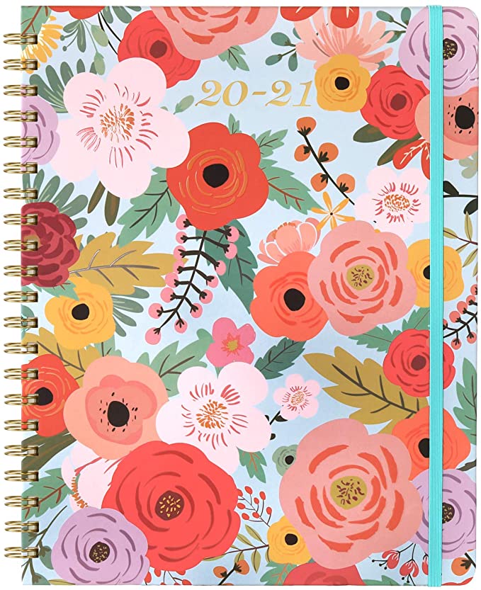 2020-2021 Planner - Weekly & Monthly Planner 8.4" x 6.3" with Hardcover, Flower Cover, Monthly Tabs, Back Pocket, Twin-Wire Binding, Easy for Your Writing