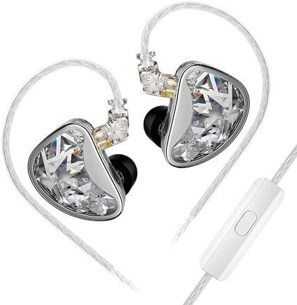 Linsoul KZ AS24 12BA Hybrid Drivers in-Ear Monitor, Tunable IEM with Changeable 0.78mm Recessed 2pin Silver-Plated OFC Cable for Audiophile Musician (Standard Version, with Mic)