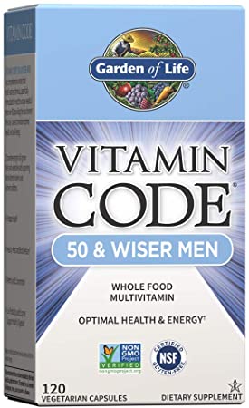 Garden of Life Multivitamin for Men - Vitamin Code 50 & Wiser Men's Raw Whole Food Vitamin Supplement with Probiotics, Vegetarian, 120 Capsules