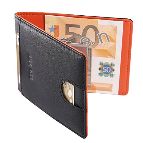 HOEASY RFID Blocking Wallet with Money Clip - Minimalist Mini Wallet Slim Wallet Travel Wallet Credit Card Holder for Men with Gift Box