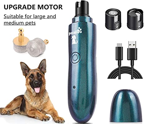 Pecute Large Dog Nail Grinder Rechargeable Electric Dog Nail Trimmer for Paw Grooming Gentle and Painless Nail Clippers for Medium and Large Dogs (2H Quick USB Charge 14H Long Work Time)