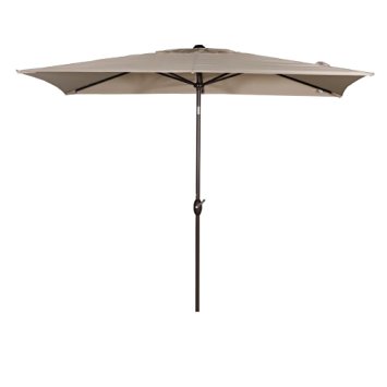 Abba Patio 6.6 by 9.8-Feet Rectangular Market Outdoor Table Patio Umbrella with Push Button Tilt and Crank, Beige