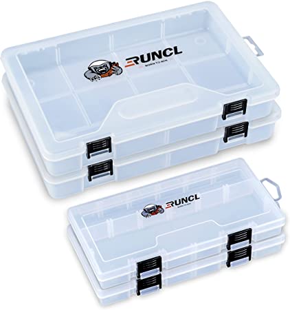 RUNCL Fishing Tackle Box, Plastic Storage Box with Removable Dividers, 3500/3600/3700 Tackle Boxes Organizer - Fishing Combo Set, Clear Tackle Storage Trays For Lures, Baits - Fishing Tool Kit