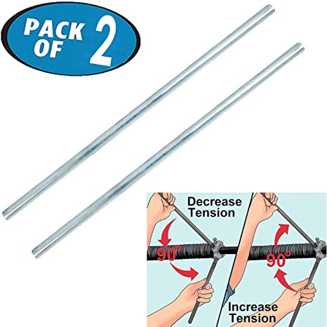 1/2 Inches Diameter x 18 Inches Long Torsion Spring Winding Rods, Garage Door Winding Bars, Use for Adjusting or Replacing Garage Door Tension Springs