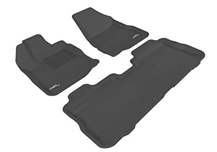 3D MAXpider Complete Set Custom Fit All-Weather Floor Mat for Select Chevrolet Equinox/GMC Terrain Models - Kagu Rubber (Black)