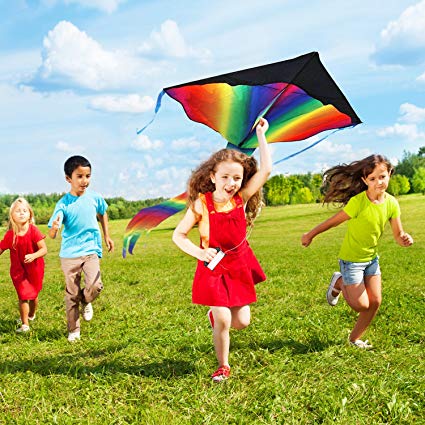 briteNway Extra Large Rainbow Kite For Kids | Colorful & Stable Design Made With Durable Polyester Fabric | Excellent For Outdoor Games & Activities | Lightweight & Flyer For Amazing Memories & Fun