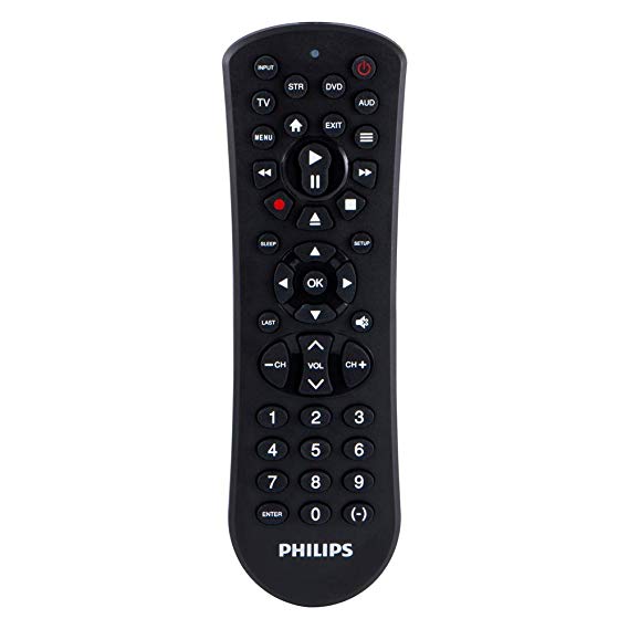 Philips 4-Device Universal Remote Control, Matte Black Finish, Preprogrammed for Samsung and Roku devices, for All Major Brands, SRP9141A/27