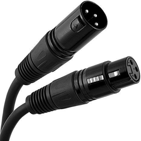 XLR Cable 6 FT - 2pk - Balanced (3 Pin) Microphone Cable - Male to Female - 100% Pure Oxygen-Free Copper Wire - Premium Professional Grade - All Black