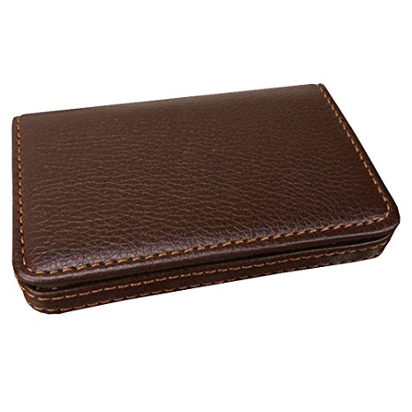 niceEshop(TM) Flip Style Synthetic Leather Business Card Holder / Credit ID Card Wallet / Name Card Case -Brown