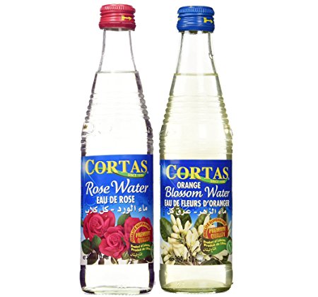 Cortas Combo Pack - 1) Cortas Rose Water 10 Fl. Oz., & 2) Cortas Orange Blossom Water 10 Fl. Oz - Total 2 Bottles