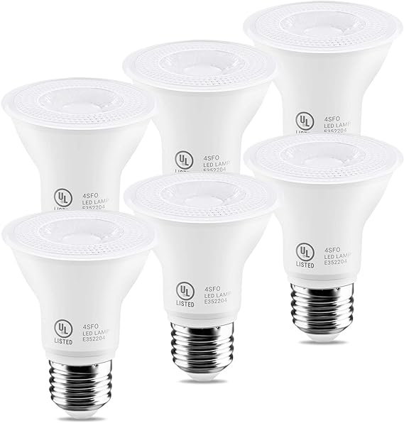 7W Par20 LED Bulb (50W Equivalent), UL Listed, 5000k Daylight White Dimmable Flood Bulbs Lights, 500 Lumens, E26 Base, Recessed Lighting for Indoor Outdoor, 6 Pack