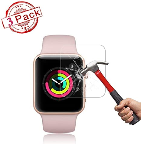 Apple Watch Series 4 40mm Tempered Glass Screen Protector,[3PACK] 9H Hardness,Anti-Fingerprint,Anti-Scratch,Ultra-Clear,Bubble Free Screen Protector Compatible Apple Watch Series 4 40mm