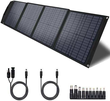 TWELSEAVAN 60W Solar Panel Portable Foldable Solar Charger for Jackery Explorer 160/240/500 Power Station/Suaoki S270/Goal Zero Yeti/Rockpals 250W Solar Generator, with USB QC3.0 Port, USB Type C Port