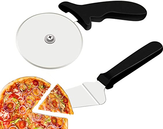 Pizza Cutter Wheel Pizza Shovel Kitchen Tool Set, Super Sharp Pizza Slicer with Ergonomic Non Slip Handle,Quality Stainless Steel Pizza Cutter, Ideal for Pizza, Pies, Dough Cookies and Waffles