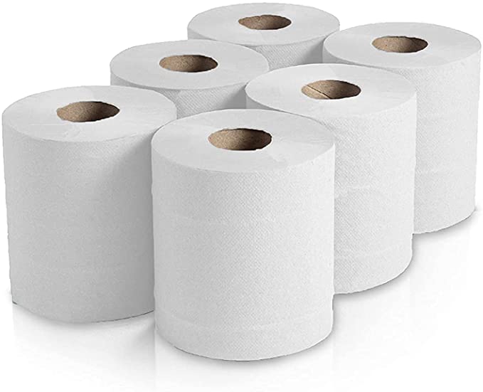 L&H™: White Kitchen Rolls 2 Ply Embossed Centre Feed Paper (Pack of 6) ||UK Supplier