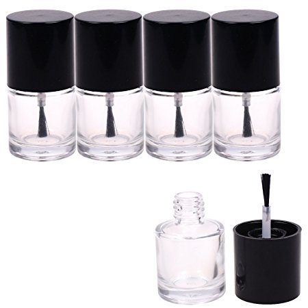 KLOUD City ® 5 Pcs Empty Nail Polish Clear Bottles with Brush Cap (8ML)