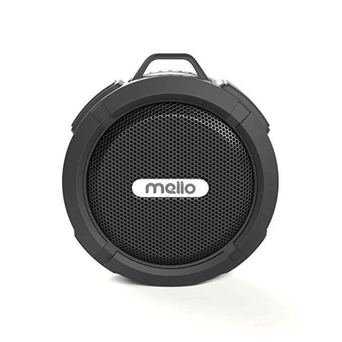 Mello Mini | Shower Speaker - Bluetooth, Waterproof, Removable Suction Cup, Travel Clip, Long-Lasting (USB) Rechargeable Battery, 5 Watt Speaker, Wireless, Durable (Black)