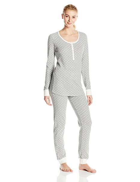 Tommy Hilfiger Women's Thermal Pajamas, Evening Flurry Egret, X-Small