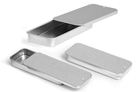 Metal Slide Top Tin Containers for Crafts Geocache Storage Survival Kit by MagnaKoys (2, 3.11" x 1.38" x 0.39")