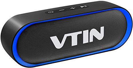 VTIN R4 Bluetooth Speaker V5.0, Portable Bluetooth Speaker with 24H Playtime, Loud Stereo Sound, Waterproof Speakers with Rich Bass, Built-in Mic, Support TF Card, Compatible for iOS, Android, PC