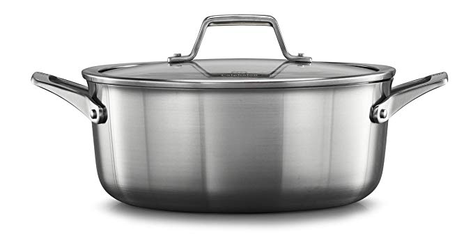 Calphalon 2029622 Premier Stainless Steel 5-Quart Dutch Oven with Cover, Silver