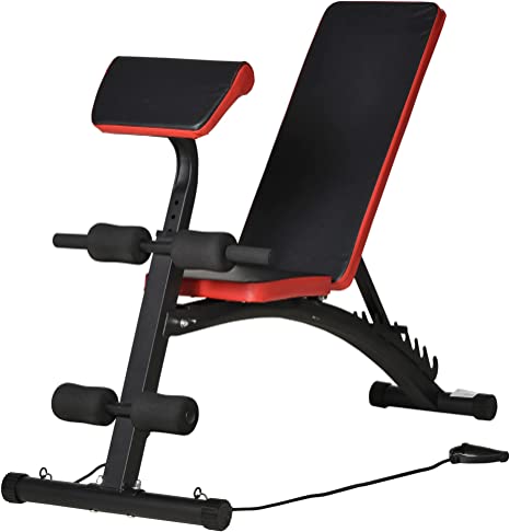 HOMCOM Banco de Pesas Ajustable en Altura Banco de Mancuernas Multifuncional con Respaldo Inclinable en 6 Posiciones para Entrenamiento de Cuerpo Completo Carga 120 kg Negro