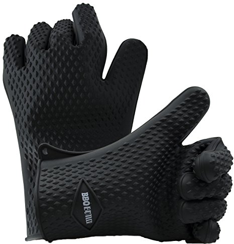 BBQ Butler Silicone Heat Resistant Cooking Gloves - Waterproof Barbecue Gloves - Designed in USA