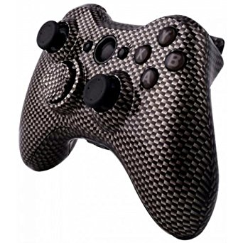 YTTL® Hydro Dipped Black Gold Carbon Fiber Wireless Controller Replacement Shell/Buttons for XBOX 360 Wireless Controller