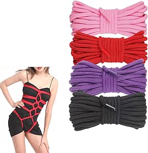 4 x 10 m Bondage Rope SM Bondage Set Restraints Cotton Rope BDSM SM Bondage Set Toy for Couples Extreme Beginners Ankle Games