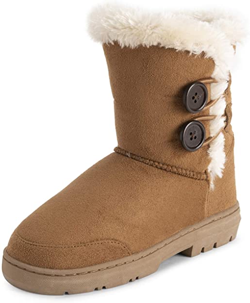 Holly Kids Girls Button Winter Snow Rain Cosy Casual Warm Boots