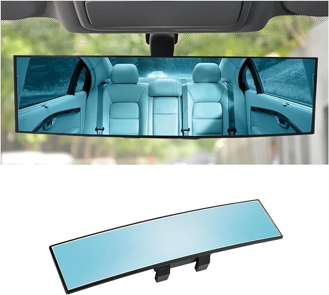 XINLIYA Car Rearview Mirror, 12 Inch Panoramic Wide Angle Anti-Glare, Clip on Auto Rear View Mirror, HD Clear Convex Surface, Car Interior Accessories Universal for SUV, Truck, Van, Vehicles (Blue)