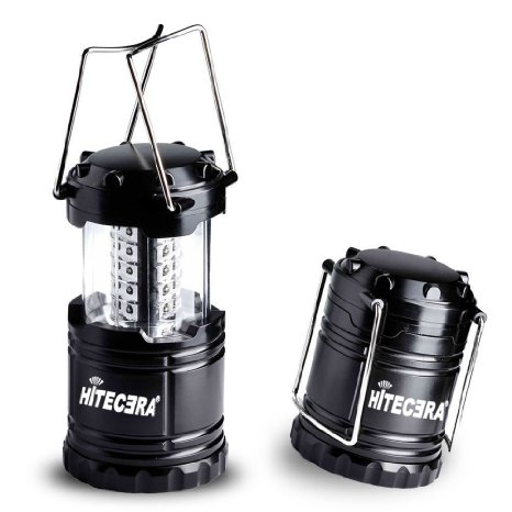 LED Camping Lantern By Hitecera Ultra Bright Camping Light Collapsible Waterproof Energy-saving Battery-powered For Hiking,Hunting,Camping,Emergencies(Black)