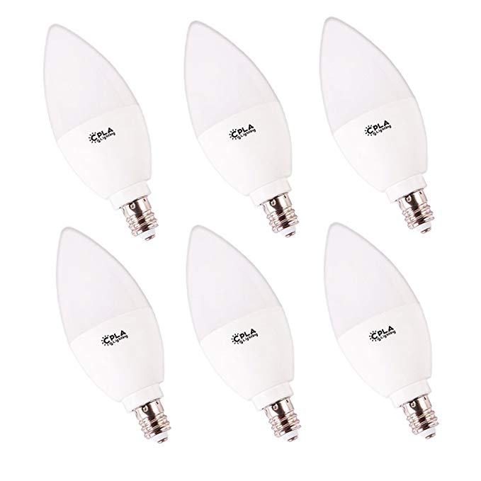 CPLA LED Chandelier Bulbs 50W Incandescent Light Bulbs Equivalent 2700K Warm White LED Candleabra Bulb Non-Dimmable Night E12 Light Bulb 400Lumens Candle Light Bulbs, Pack of 6