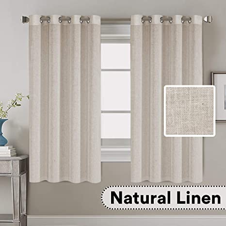 H.VERSAILTEX Luxurious Natural Linen Curtains - 2 Pieces - Total Size 104 Inch Wide (52 Inch Each Panel) - Light Filtering Solid Drapes for Window Grommet Top (Set of 2, 52 by 63Inch, Angora)