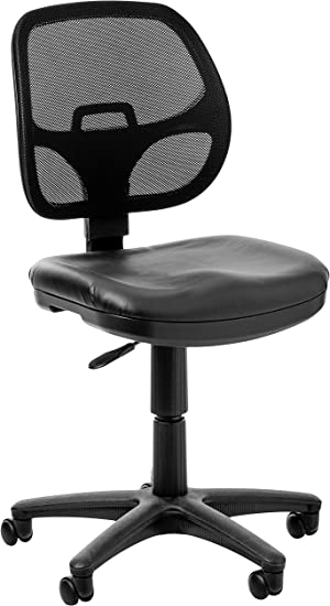 Work Smart Office Star EM Series Screen Back Office Task Chair with Built-in Lumbar Support and Adjustable Back, Black Vinyl