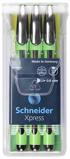 Schneider Xpress Fine Liner 0.8 mm Porous Point Pen 3-Pack, Black (190094)