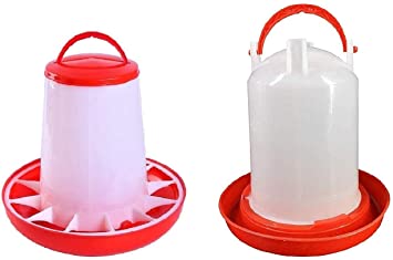 E-KAY Baby Chick Feeder and Waterer Kit for Poultry Fount for Up to 12 Chicks,Broiler Easy to Clean,Highly Practical for Coop (1.5L Waterer and 1L Feeder Kit)