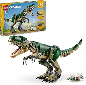 LEGO Creator 3-en-1 Le T-Rex - Dinosaure Jouet à Transformer en Tricératops ou en Ptérodactyle - Set de Construction pour Enfants Garçons et Filles - Cadeau pour Les Fêtes ou Un Anniversaire 31151