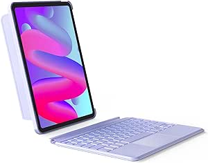 Inateck Tastatur Hülle für iPad Air 6 11 Zoll 2024,iPad Air 5/4 10.9 Zoll,iPad Pro 11 Zoll 4/3/2/1,Hoch-/Querformat Ständer,Abnehmbare Touchpad mit 7-Farbiger Hintergrund Beleuchtung,QWERTZ, KB04111