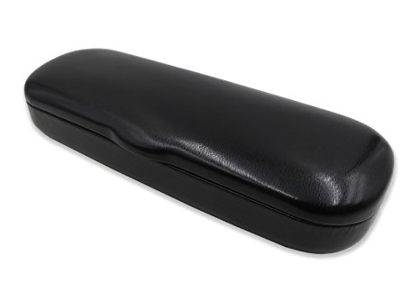 Hard Eyeglass & Reading Glasses Case w/Microfiber Cloth | Protects Glasses w/Small To Medium & Long Sized Frames | Classic & Trendy Smooth Finish