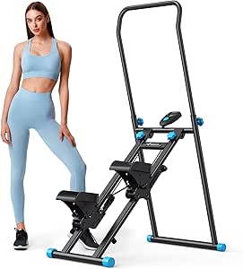 MERACH Vertical Climber, New Version Stair Stepper for Home Gym Exercise, Sliding Machine for Full-Body Workout, Compact Folding Cardio Exercise Climber with Adjustable Step Range, Handlebar & Pedals