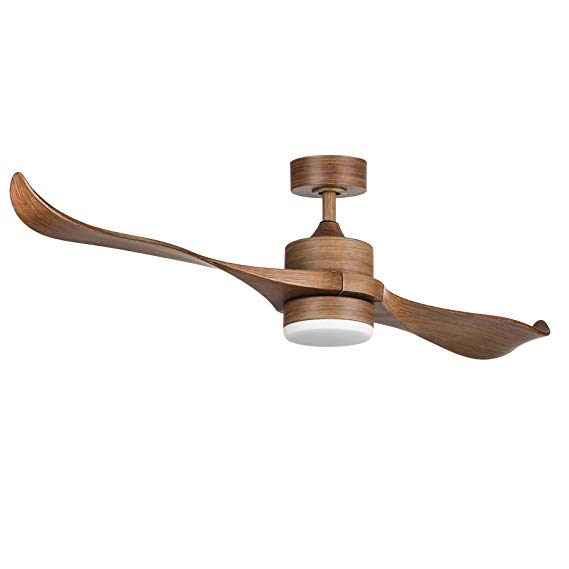 CO-Z 52-Inch Ceiling Fan with 2 Walnut Color ABS Blades and White Glass 15W LED Light Kit, Natural Walnut Finish (Natural Walnut)