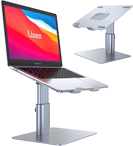 Laptop Stand for Desk, Height Angle Adjustable Laptop Notebook Stand Holder, Lisen Aluminum Laptop Riser Stand for Desk, Compatible with MacBook Air Pro, Dell XPS, HP, Surface Pro, More Notebooks