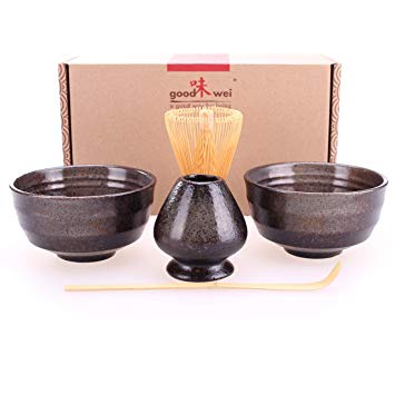 Goodwei Japanese Matcha Tea Ceremony Duo-Set for Two with Chasentate (Black)