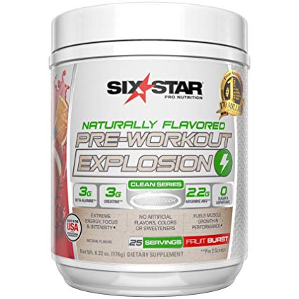 Six Star Naturally Flavored Pre-Workout Explosion 25 Servings Fruit Fusion US, 0.39 Pound