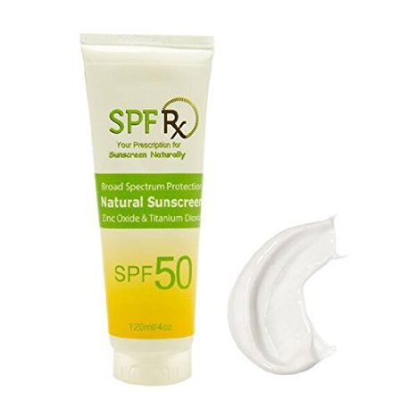 SPF Rx 1 Best SPF 50 Sunscreen 9679 Natural Sunscreen With Zinc Oxide and Titanium Dioxide 9679 Chemical Free Mineral Sunblock Lotion For Face and Body 9679 UVA  UVB Broad Spectrum Protection Non-Greasy Fragrance Free and Reef Safe 9679 Made in the USA 9679 4 oz