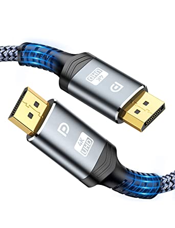 DisplayPort to DisplayPort Cable 2m, Snowkids 4K DisplayPort 1.2 Cable[4K@60Hz, 2K@165Hz, 2K@144Hz], 1.2 DP to DP Cable Gold-Plated Nylon Braided High Speed cord for Laptop,PC