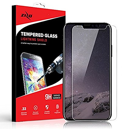 Zizo Lightning Shield Apple iPhone X Tempered Glass Screen Protector - Anti-Scratch with 9H Hardness (Clear)