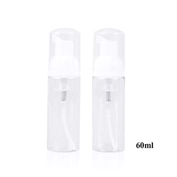 Viewnub 60ML Mini Foam Dispenser Bottle Empty Foaming Pump Dispenser with White Plastic Tops,Pack of 2
