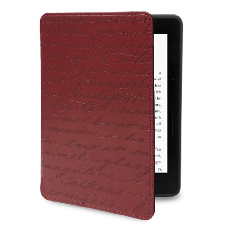 Verso Kindle Voyage Case - Artist Series Cities Red by Sharyn Sowell Slim Fit Premium PU Leather Book Folio Style Protective Case with Auto Sleep/Wake for Amazon Kindle Voyage, Red